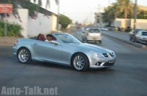 Mercedes SLK Taking a Sharp Corner in Lahore Pakistan