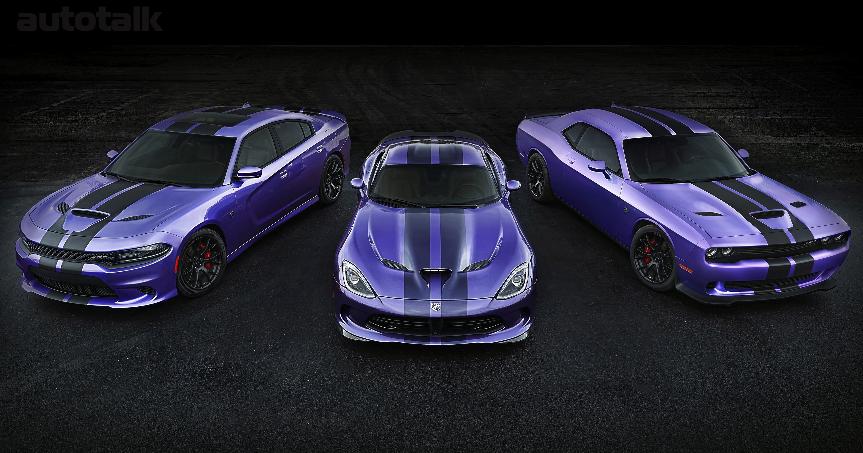 2016 Challenger SRT Hellcat with Plum Crazy Paint and Stripes