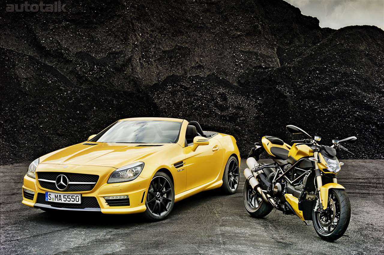 Mercedes-Benz SLK 55 AMG and Ducati Streetfighter 848