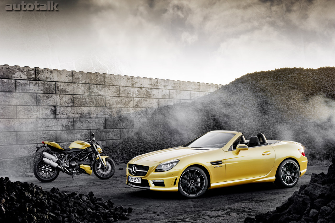 Mercedes-Benz SLK 55 AMG and Ducati Streetfighter 848