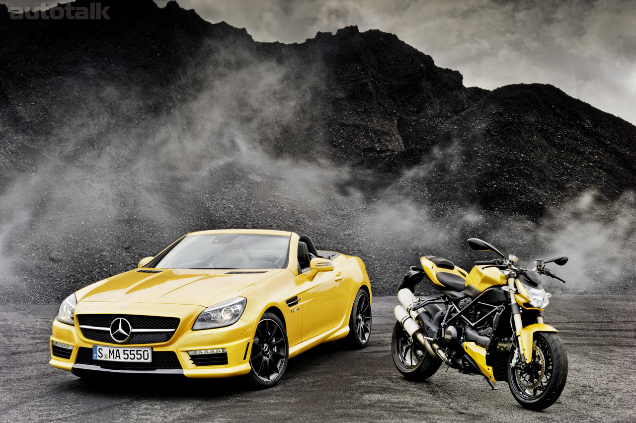 Mercedes-Benz SLK 55 AMG and Ducati Streetfighter 848