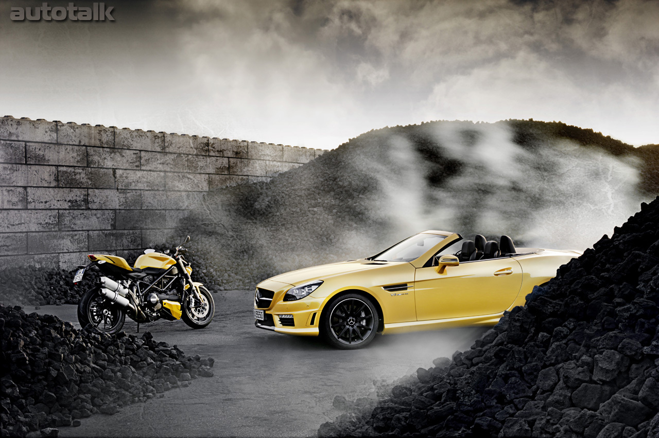 Mercedes-Benz SLK 55 AMG and Ducati Streetfighter 848