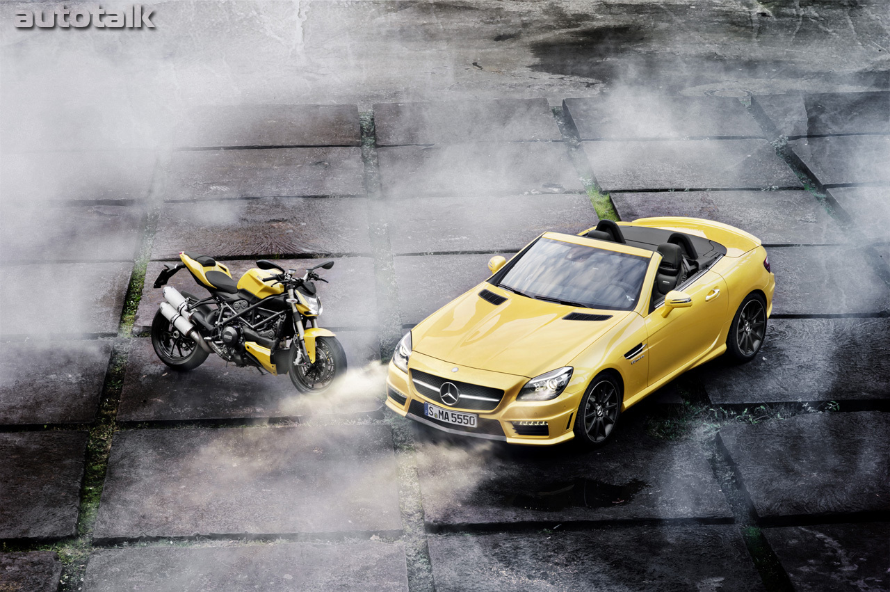 Mercedes-Benz SLK 55 AMG and Ducati Streetfighter 848