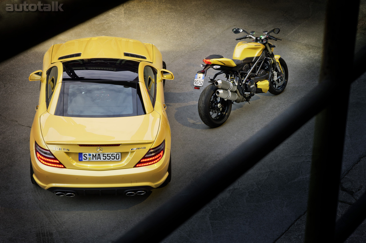 Mercedes-Benz SLK 55 AMG and Ducati Streetfighter 848