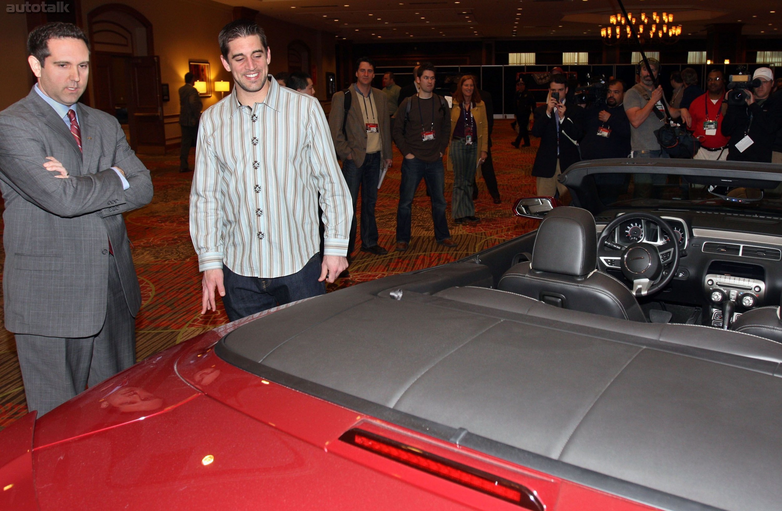 Super Bowl MVP Aaron Rodgers with Chevrolet Camaro Convertible